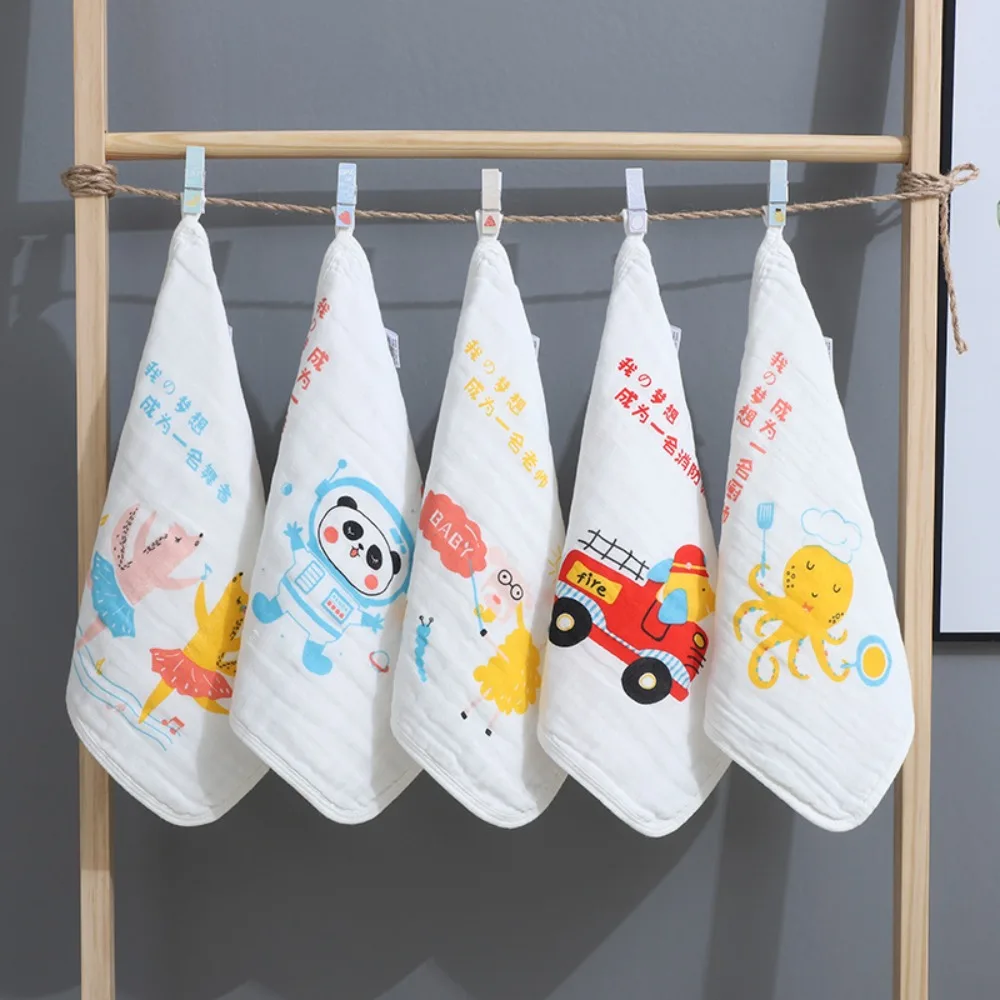

5PCS Burp Cloth Baby Gauze Towels Face Wipes Scarf Pure Cotton Square Towels Super Soft Handkerchief Cartoon Infan Washcloth