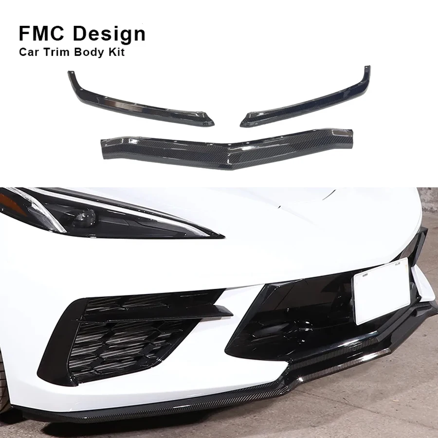 For Chevrolet Corvette C8 Z51 2020-2023 Car Front Bumper Lip Splitter Bumper Diffuser Guard Protector Front Bumper Lip Splitter