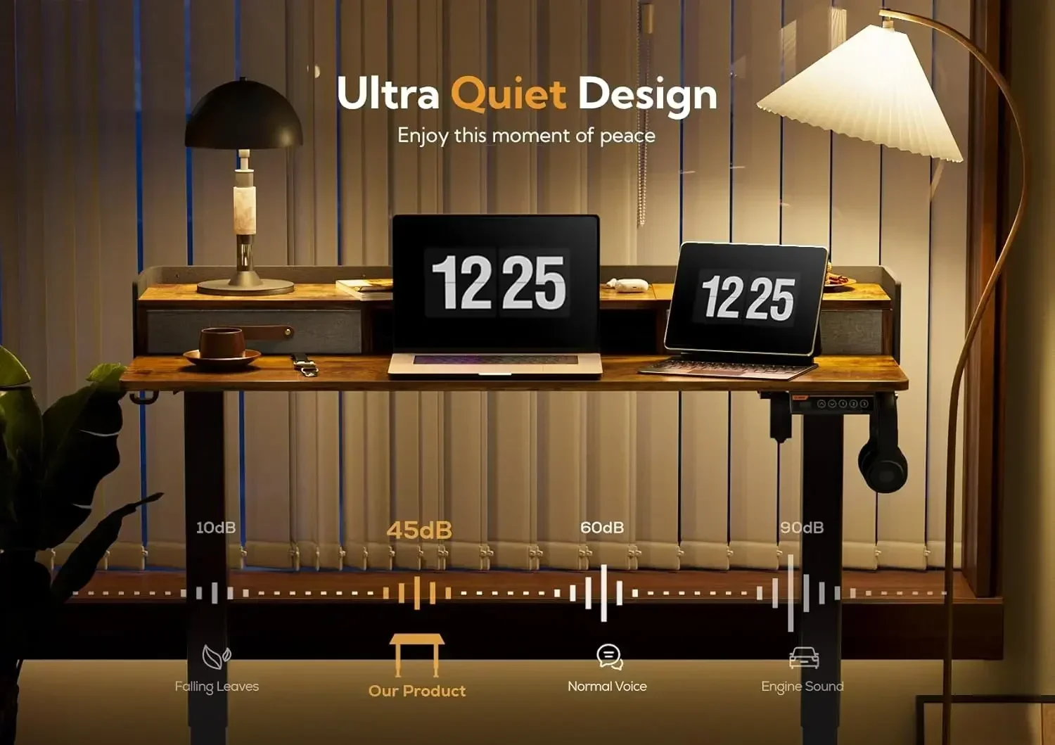 Mesa de pé com gavetas, mesa de pé elétrica de pé com altura ajustável, mesa de suporte para sentar 55 polegadas, marrom rústico