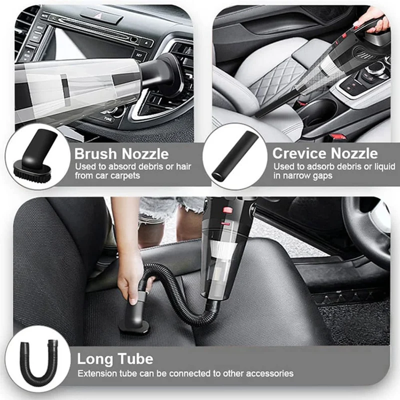 Ручной пылесос беспроводной 120 Вт 4500PA сильное всасывание перезаряжаемый портативный автомобильный пылесос для влажной и сухой уборки-A69M