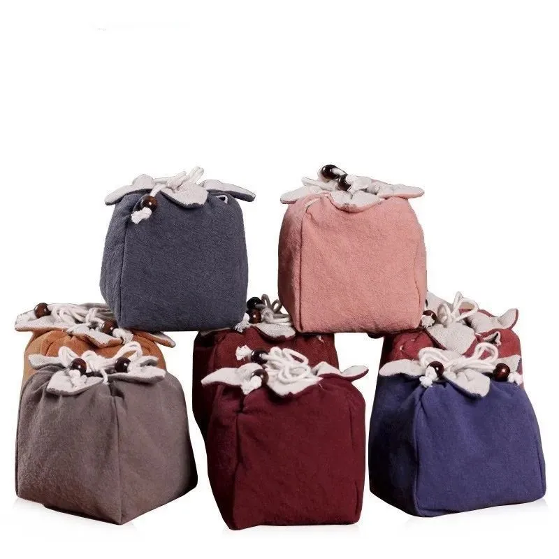 New Arrival 3Size Cotton And Linen Tea Cozies Tea Set Accessories Kung Fu Tea Cup Storage Bag Chinese Portable Travel Bag LE755