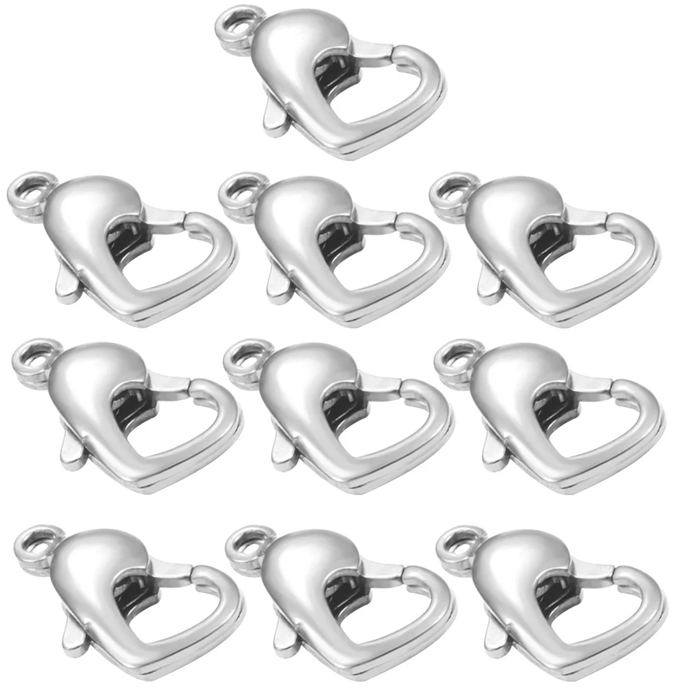 

10 шт., застежки для ожерелья в форме сердца, прочные соединительные застежки из нержавеющей стали для DIY браслета, ожерелья, принадлежности для изготовления ювелирных изделий