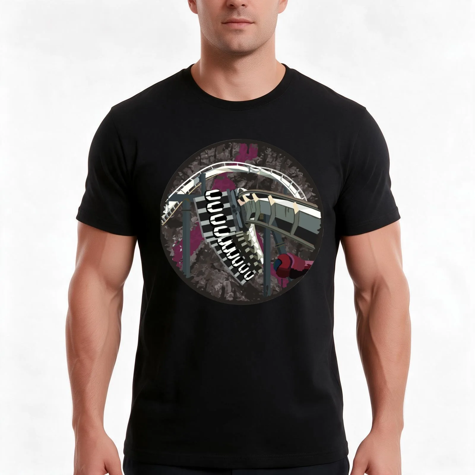 Arch Nemesis Blood Coaster Design T-Shirt, Summer Casual Cotton Tee, Oversized Streetwear Tops, Vintage Graphic Print