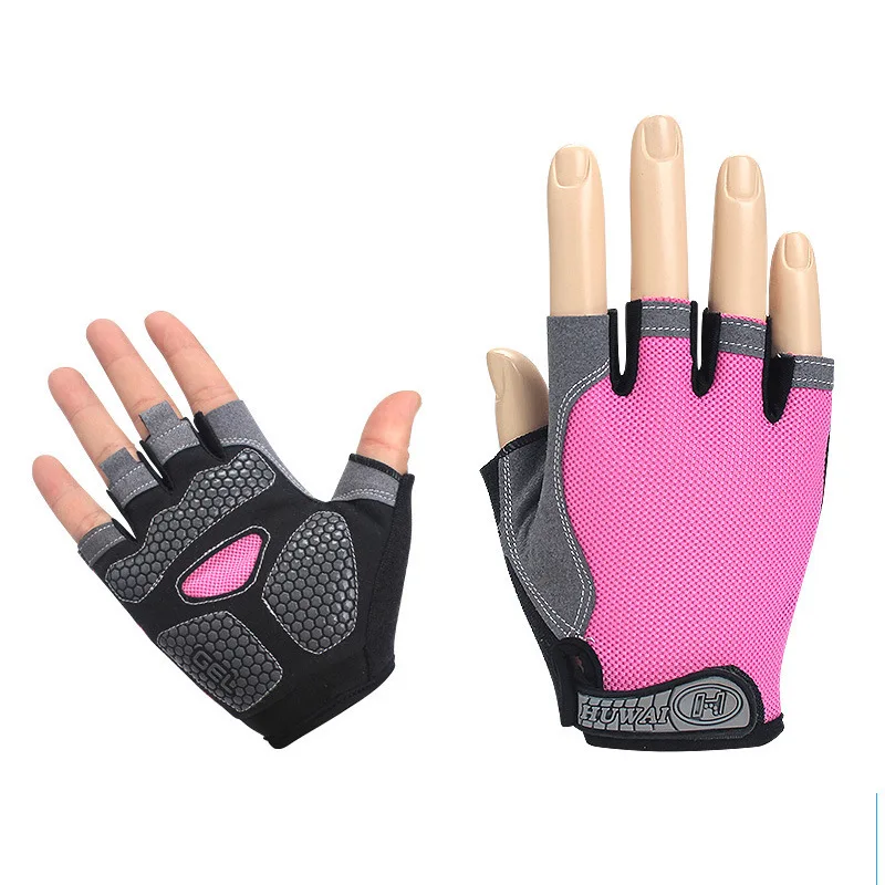 Fitness gloves, half finger, wear-resistant and anti slip silicone shock absorber, weight lifting frisbee gloves, riding gloves