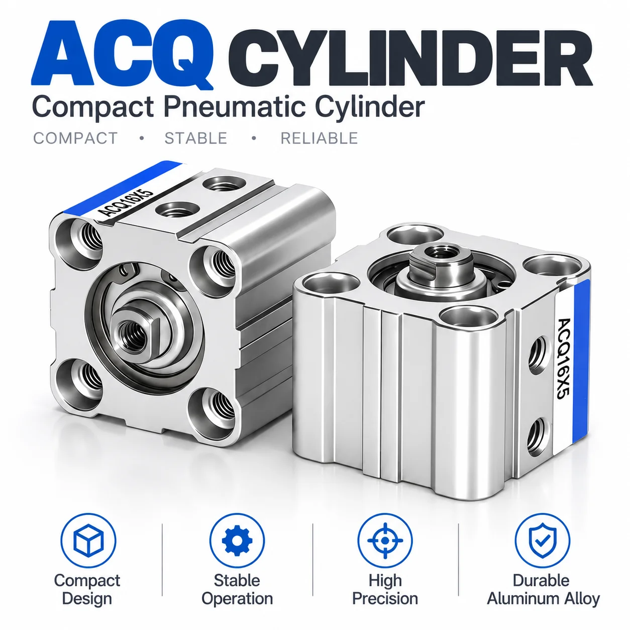 AFR Brand Thin Cylinder with Internal Thread Small Pneumatic ACQ Series Cylinder ACQ12 16 20 25 32 40 50 63 80-5-140mm Stroke
