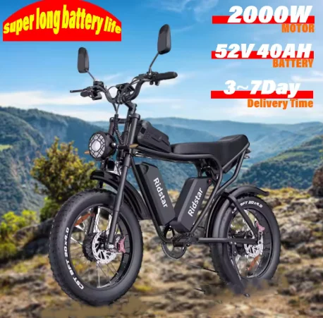 Electric bike 2000W Powerful Dual Motor 52V 40Ah Dual Battery Q20 Pro Ebike Motorcycle Mountain 20x4.0 Fat Tire Electric Bicycle