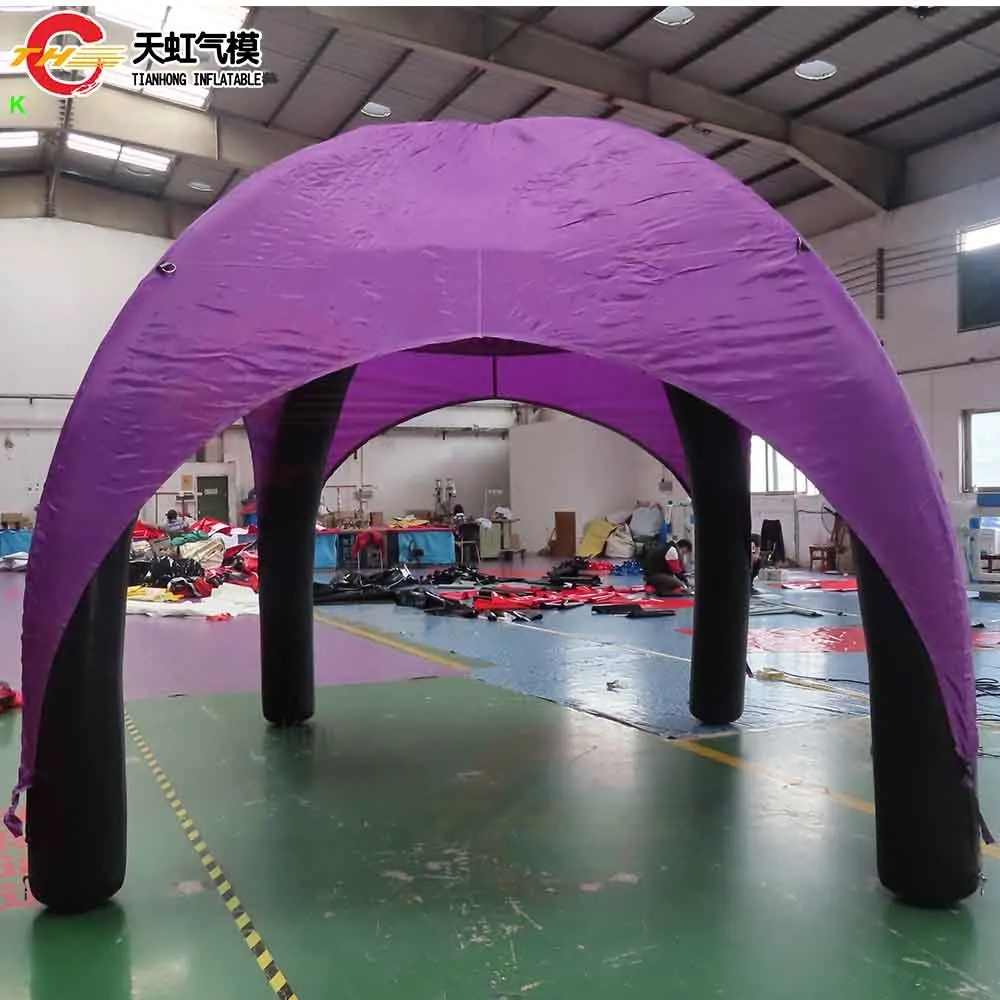 Snelle verzending Kleiner formaat tent Paarse opblaasbare spinnentent met ingebouwde luchtblazer
