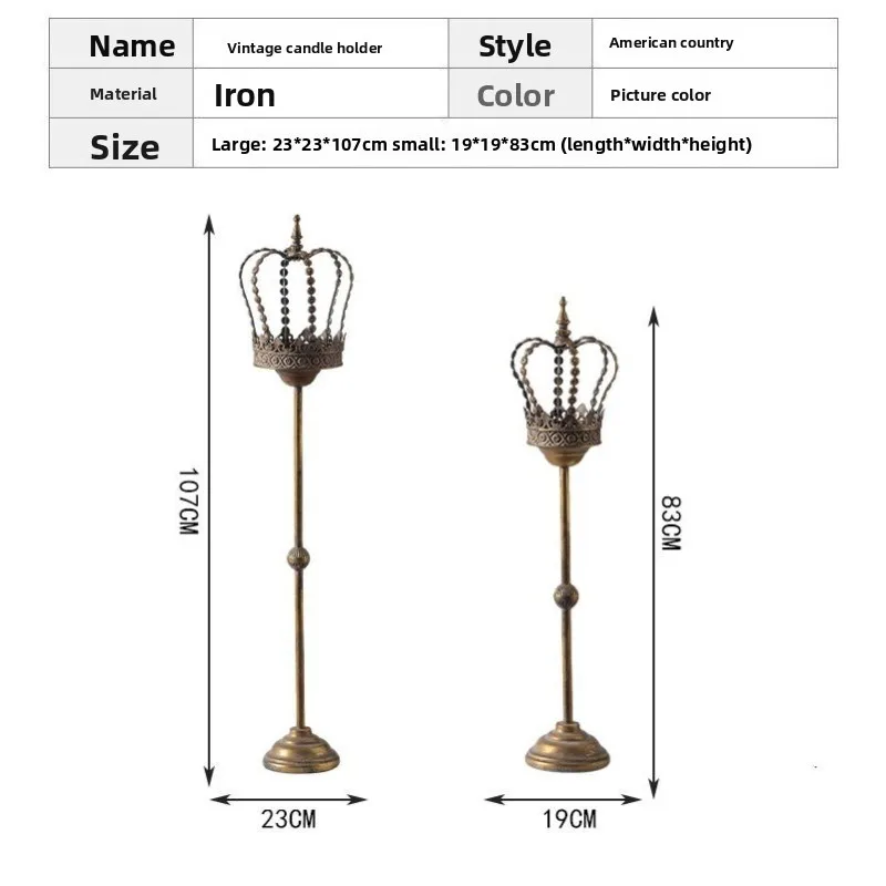 Retro court style floor-to-ceiling candlestick, age-old ornaments, personalized and creative crown candlestick holder