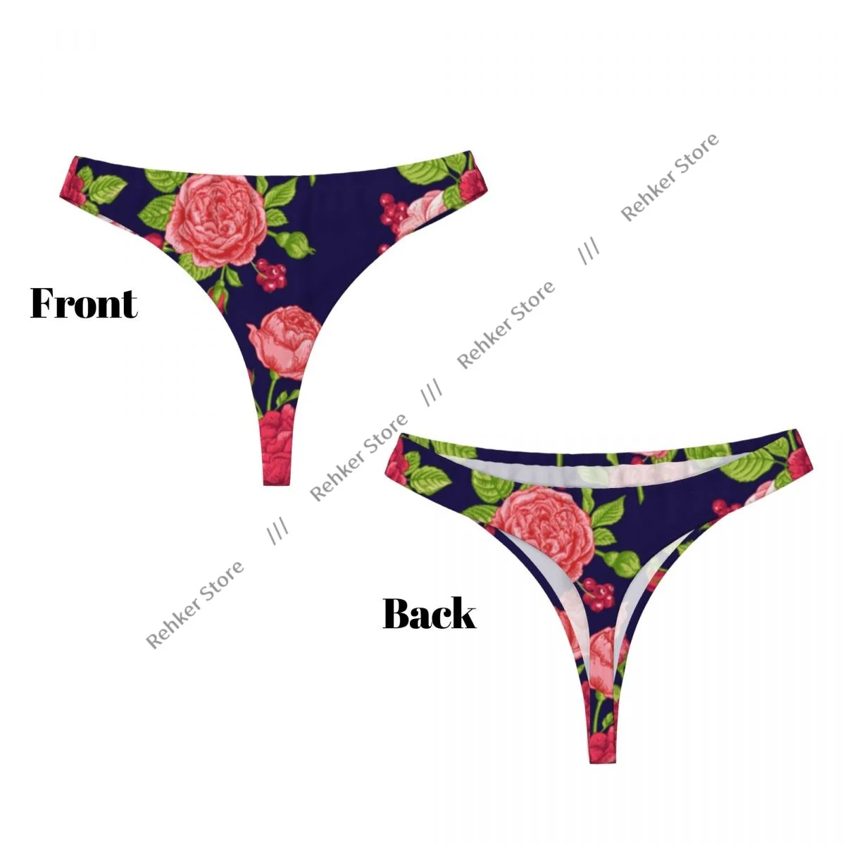 String Sexy pour femmes, culotte Roses, baies, sous-vêtements de fond, Lingerie Tanga