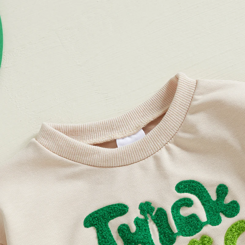 Stylish Shamrock Print  Adorable St Patrick s Day Bodysuit with Lucky Clover Embroidery for Infant Baby Girl Boy Trendy