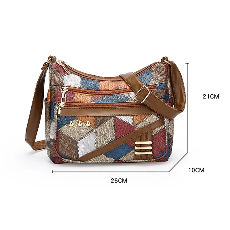 Vintage Colorful Plaid Women\'s Crossbody Bags For Daily Used, Large Capacity Commuting Shoulder Bag Versatile Ladies Handbags