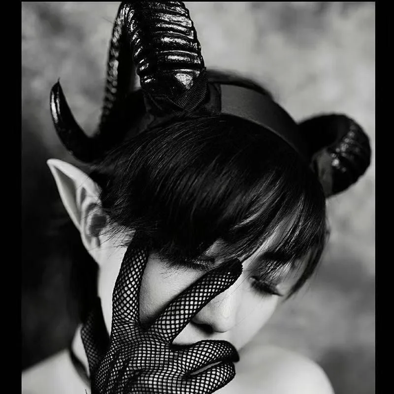 Halloween Ram Horn Headband Ox Horn Hair Hoop Sheep Cos Performance Props Animal Role Play Headwear