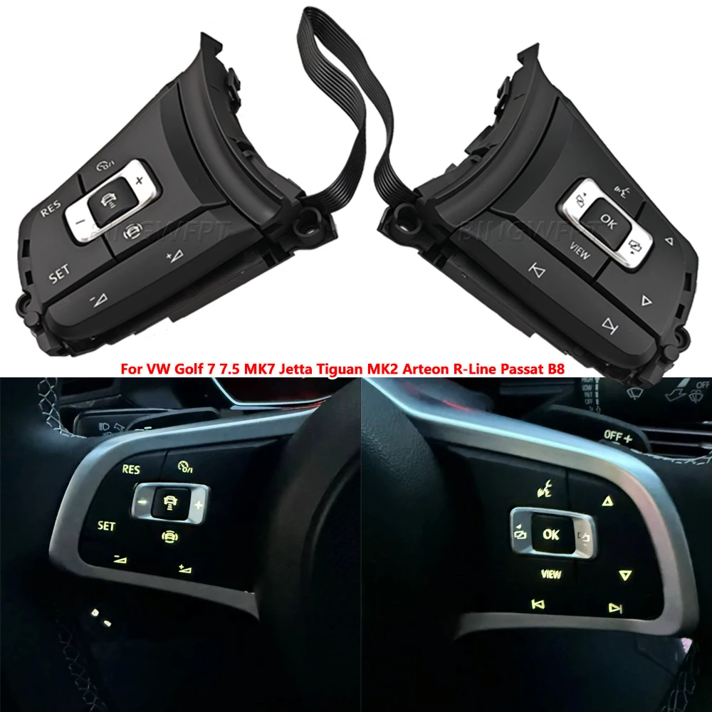 5G0959442AE For VW Passat B8 Variant Golf 7 Arteon Tiguan MK2 Line GTI Multifunction ACC Steering Wheel Button 5G0 959 442 AE