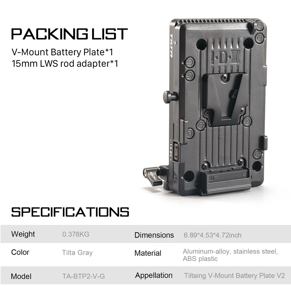 TILTA TA-BTP2-V V-Mount Battery Plate V2 Power Supply 15mm LWS Rod Adapter for BMPCC 4K 6K Cage Accessories