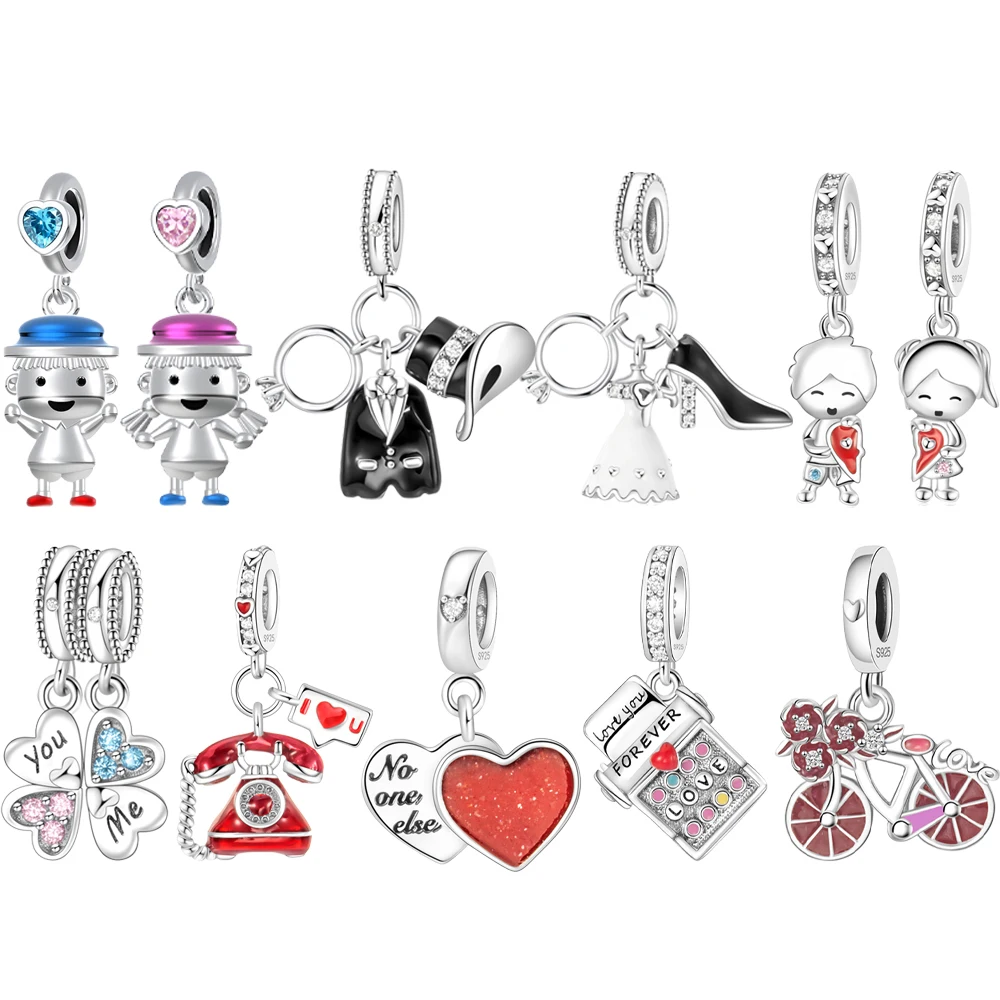 

2025 Hot Sale Silver Plated Phone Typewriter Bicycle Dangle Charm Fit Pan Bracelet Boy & Girl Charms DIY Women Jewelry Gift