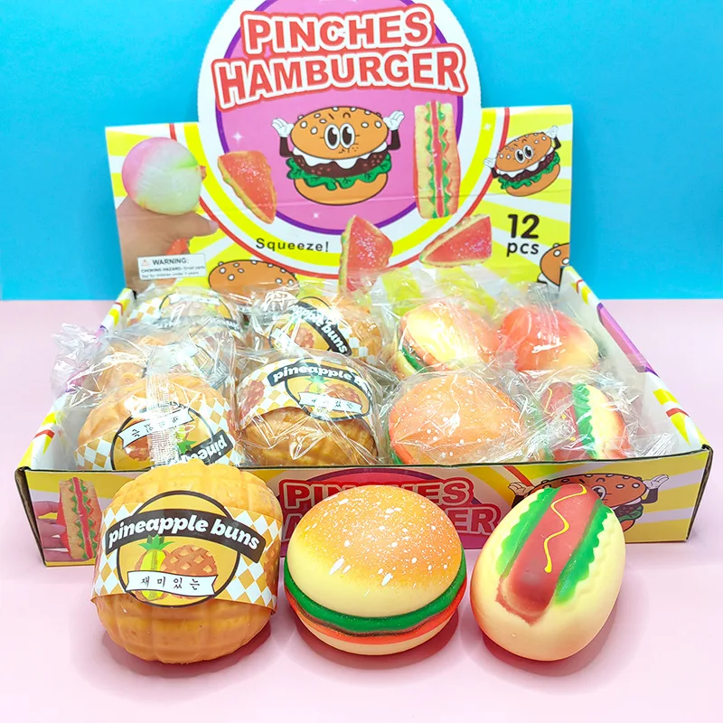 Stress Relief Burger Toy Simulation Fast Food Toy Creative Prank Toy Squeezable Fun for Students And Kids