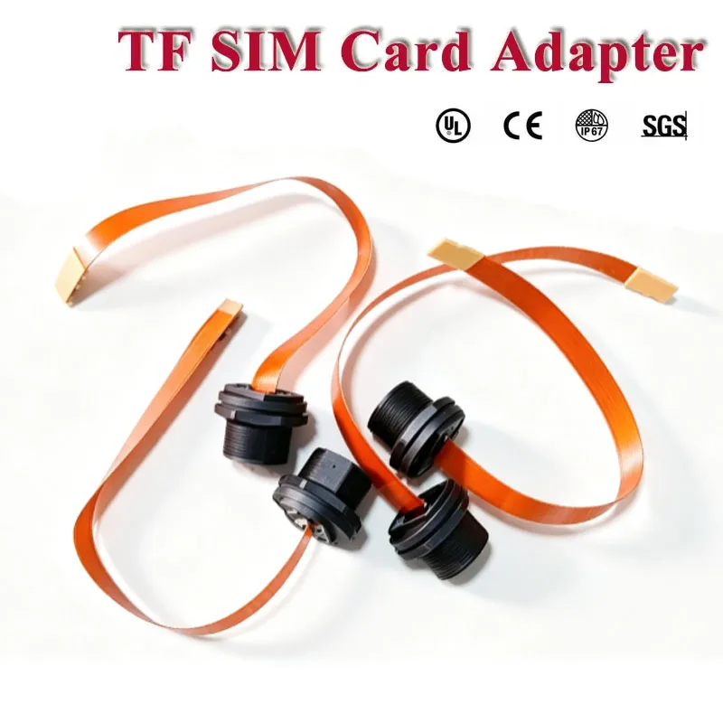 Waterproof TF Mini SIM Card Adaptor IP67 Panel Mount Connector SDTF Interface SIM Card Socket Data Flexible FPC Extension Cable