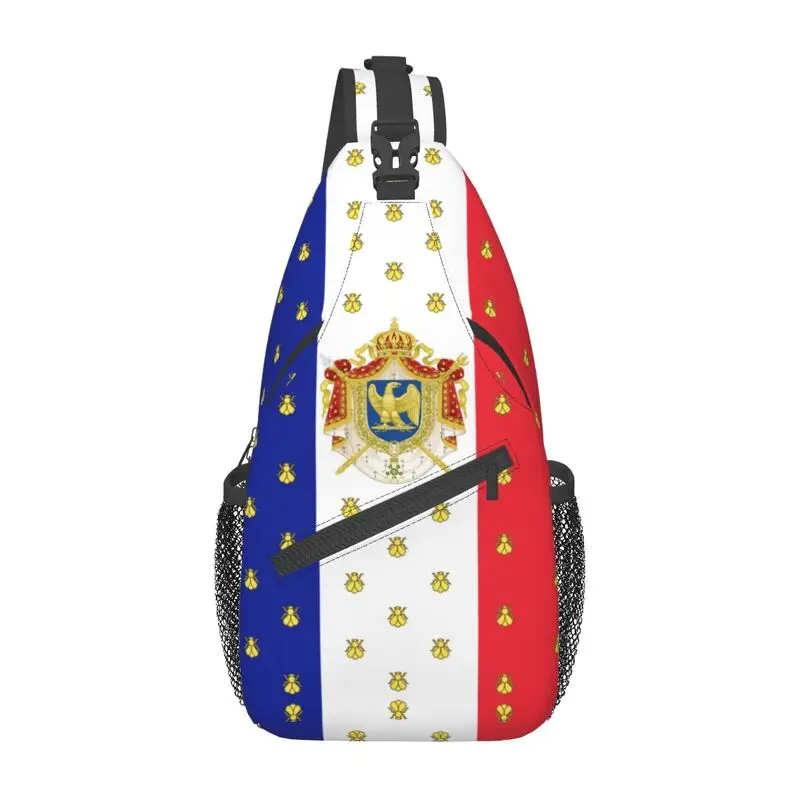 Royal Standard Napoleón Francia bandera Sling Bag imperio francés Escudo de Armas hombro pecho mochila cruzada viaje senderismo Daypack