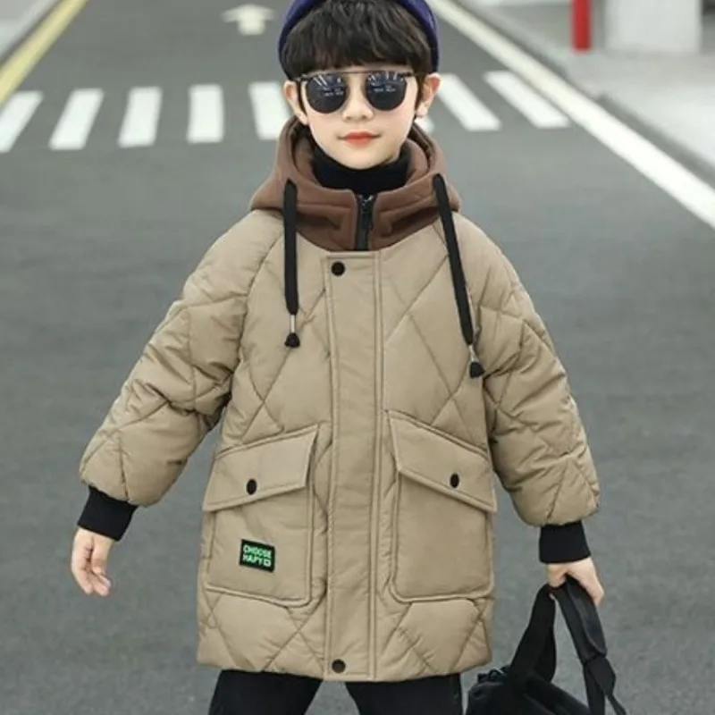 

Stylish Winter Cotton-Padded Down Coat for Boys - Thermal Insulated Heavyweight School Jacket with Fleece Lining