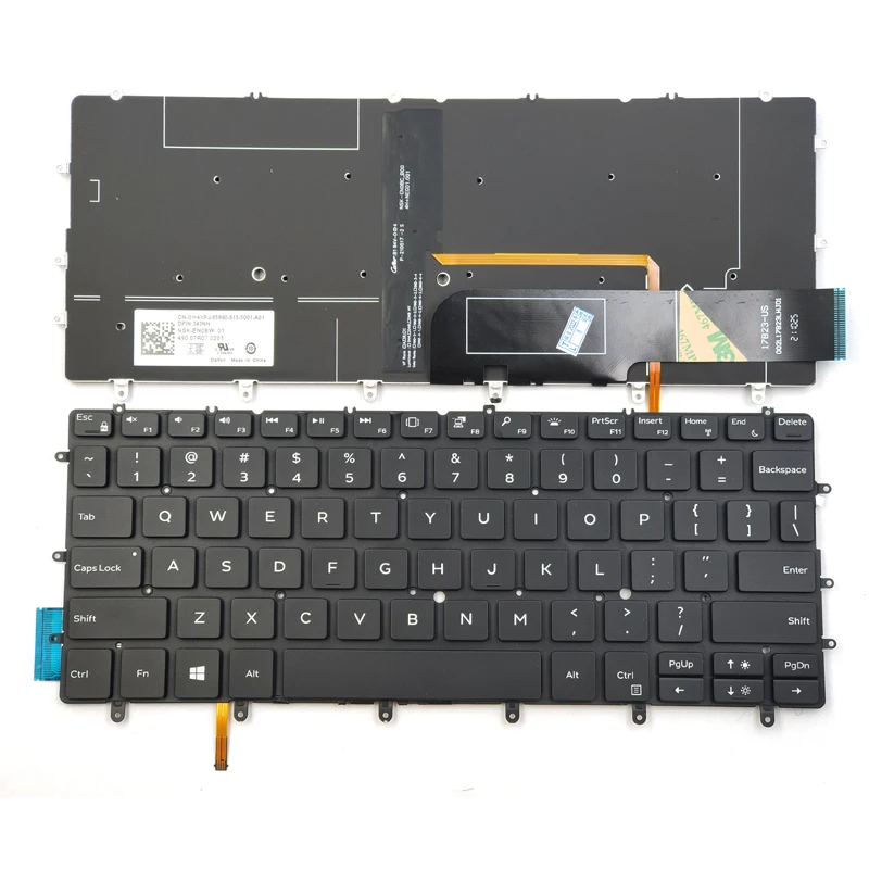 New For Dell XPS 13 9370 9380 13-9370 13-9380 Series Laptop Keyboard US Black With Backlit 03CM18 NSK-EN0BC