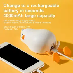 Hand Warmer Cute Duck Shape 4000mAh USB Rechargeable Hand Warmer Power Bank Electric Portable Pocket Heater Indoor Outdoor