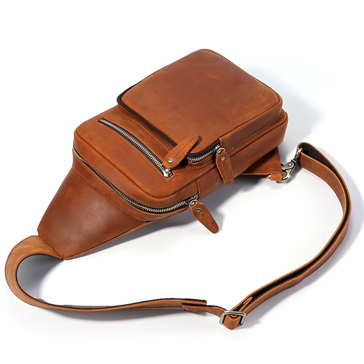 New Men's Chest Bag Pad Can Hold First Layer Cowhide Large Capacity Crossbody Bag Casual Shoulder Bag Genuine Leather Chest Bag