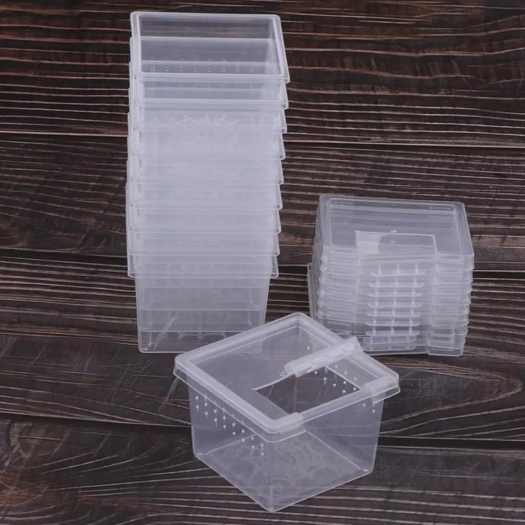 10x Feeding Box Reptile Cage Hatching Container Rearing Tank Clear Reptile Vivarium Terrarium Insect Rearing Box Food Feeding Bo