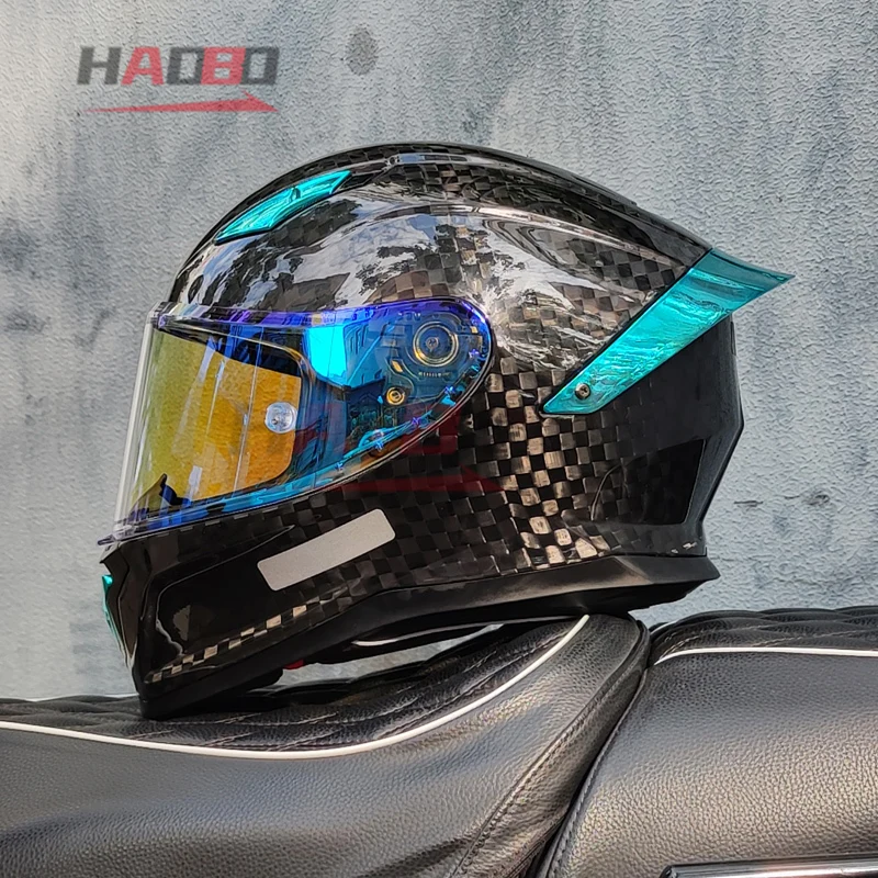 ORZ Carbon Fiber Motorcycle Helmets Four Seasons Full Face Color Lens Helmets DOT Approved Men Women Off Road Casco Moto