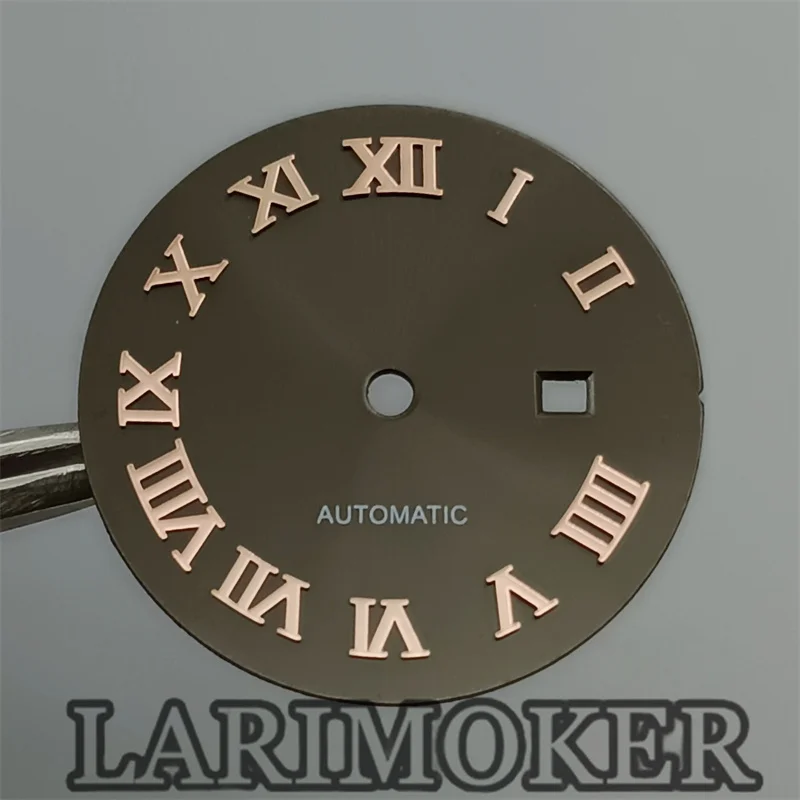 قرص ساعة LARIMOKER بشريط أخضر مضيء ، h05 ، حركة NH06 ، رقم روماني ، بدون انفجار شمس مضيء ، مؤشر nay