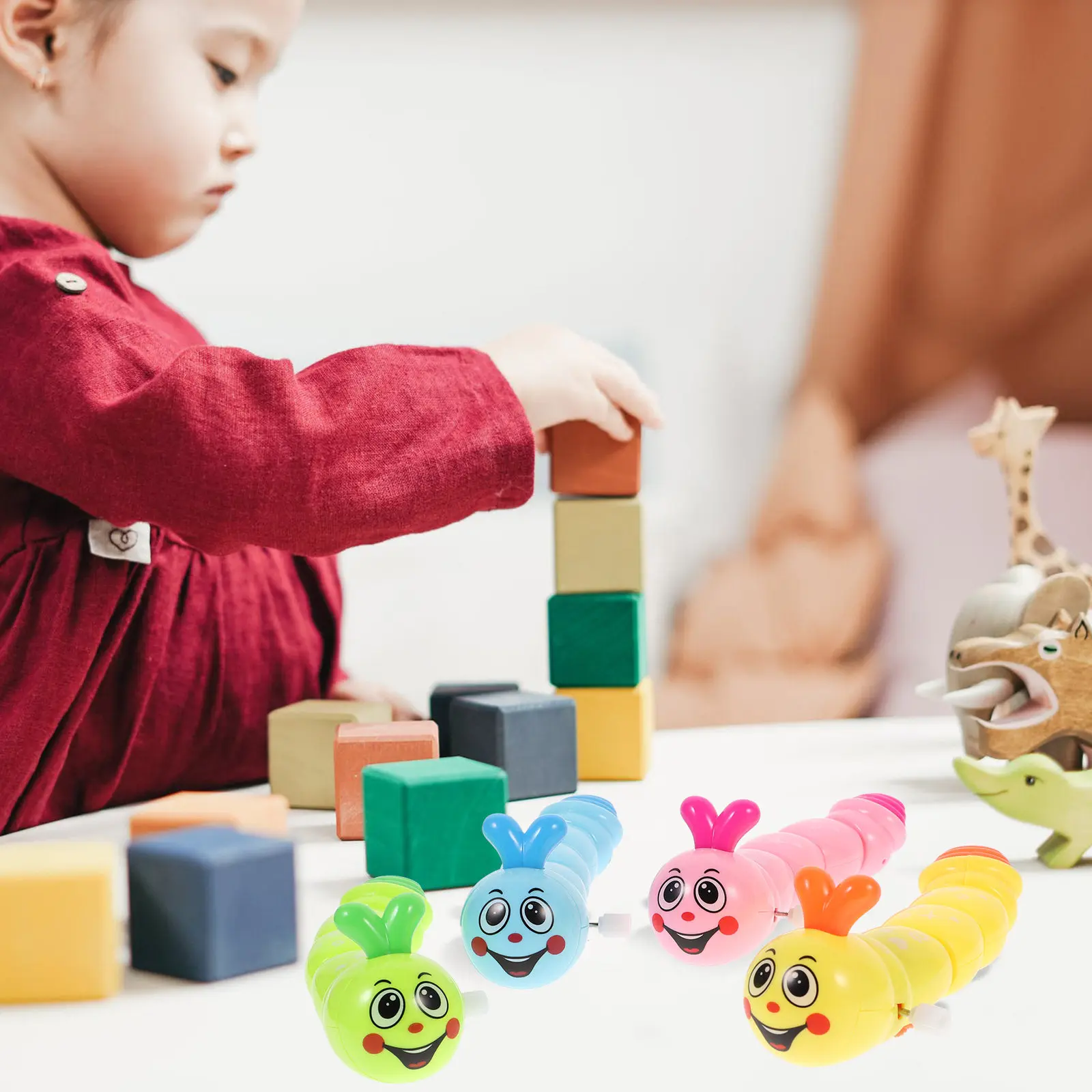

4Pcs Wind-Up Caterpillar Playthings Premium ABS Material Colorful Kids Coordination Educational Children Playthings Birthday