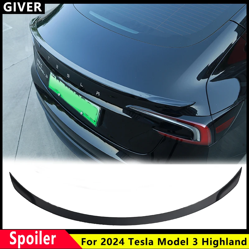 For 2024 Tesla Model 3 Highland ABS Plastic Rear Trunk Lid Rear Trunk Glossy Black Spoiler Body car Accessories