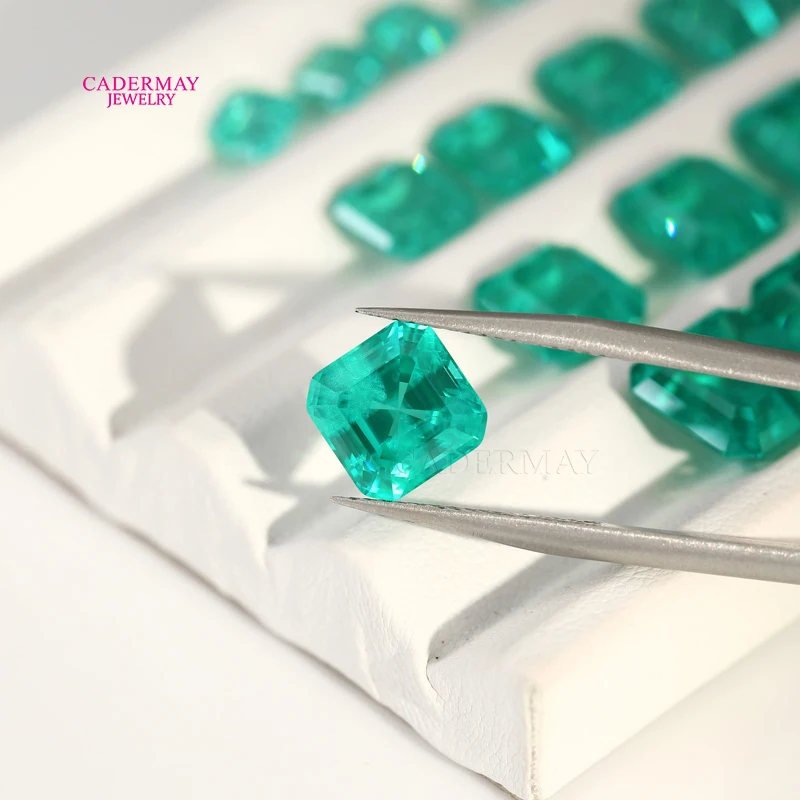 Lab Paraiba Green Yttrium Aluminium Garnet YAG 5mm-12mm Asscher Cut Synthetic Paraiba Loose Stones For Jewelry Making