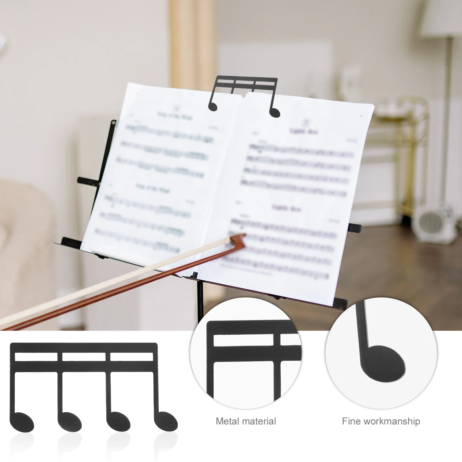 

Music Note Clip Metal Sheet Music Holder Portable For Piano Recipes Magazines Reading Stand