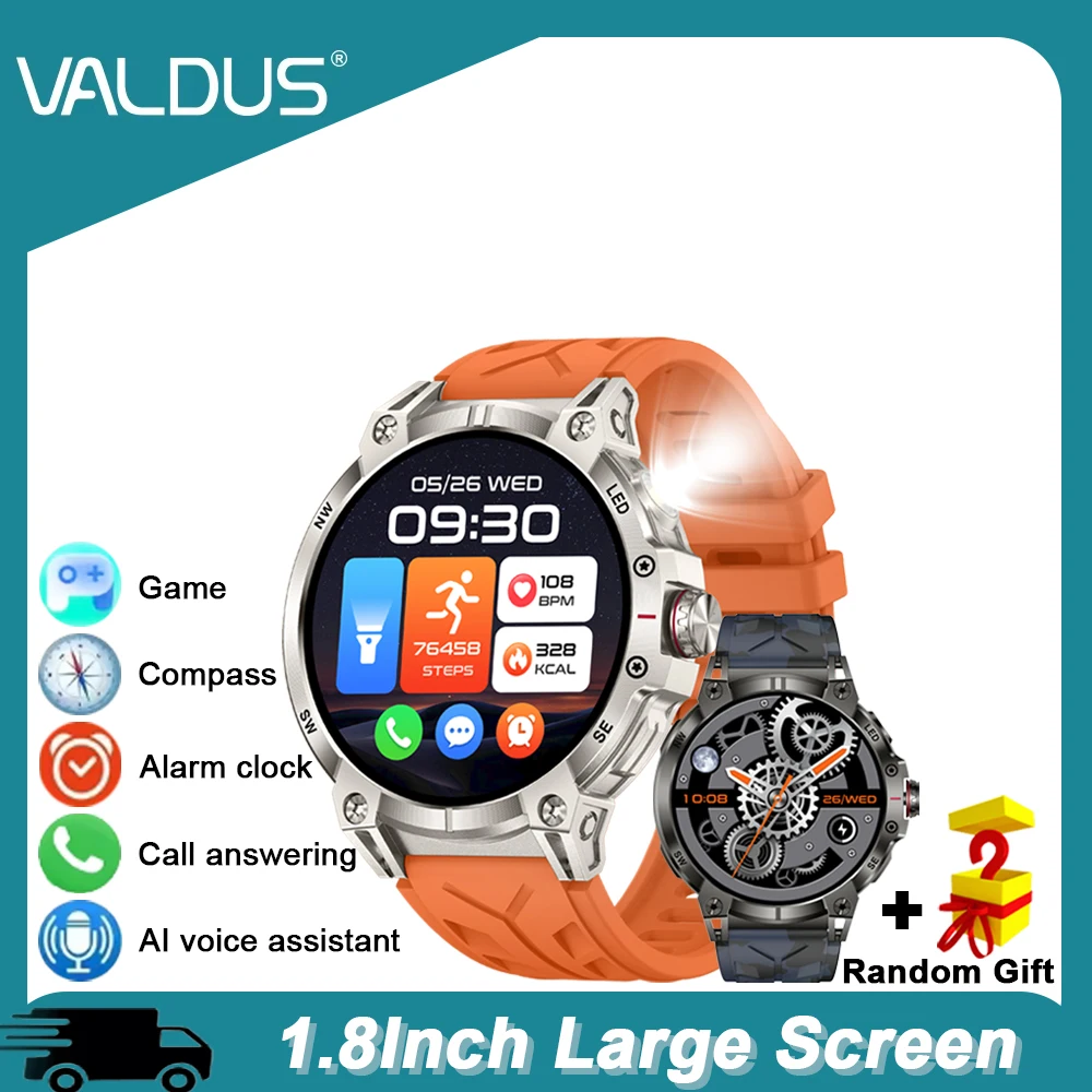 

VALDUS Смарт-часы для мужчин и женщин AMOLED NFC Компас Фонарик с пульсометром Спортивный длительный срок службы батареи 2025 Новые умные часы VS19 BT Call