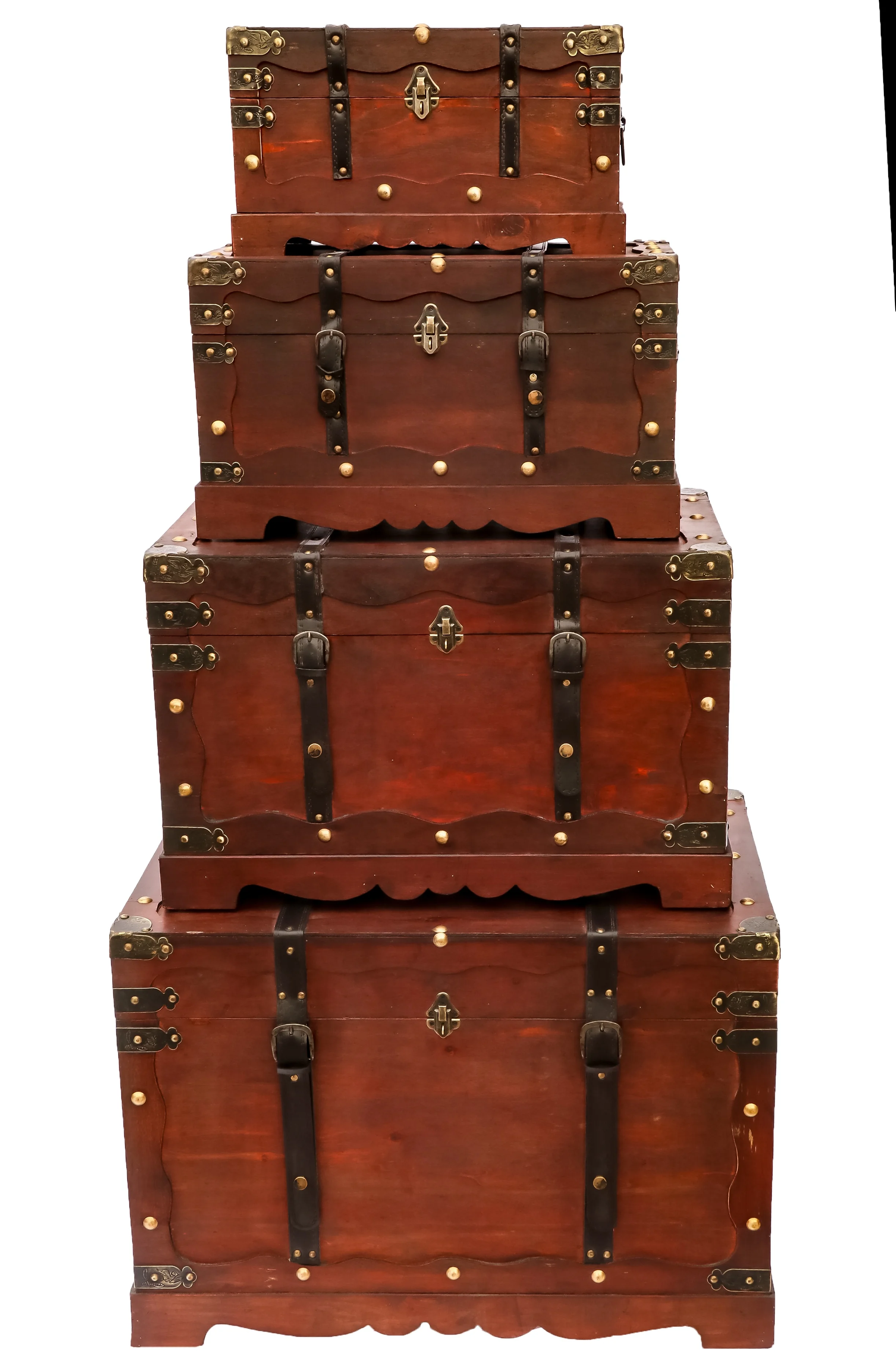 Vintage Wooden Trunk, Wood and Plywood Antique Storage Chest, Rectangular Lacquer Storage Organizer for Crafts, Home Decor