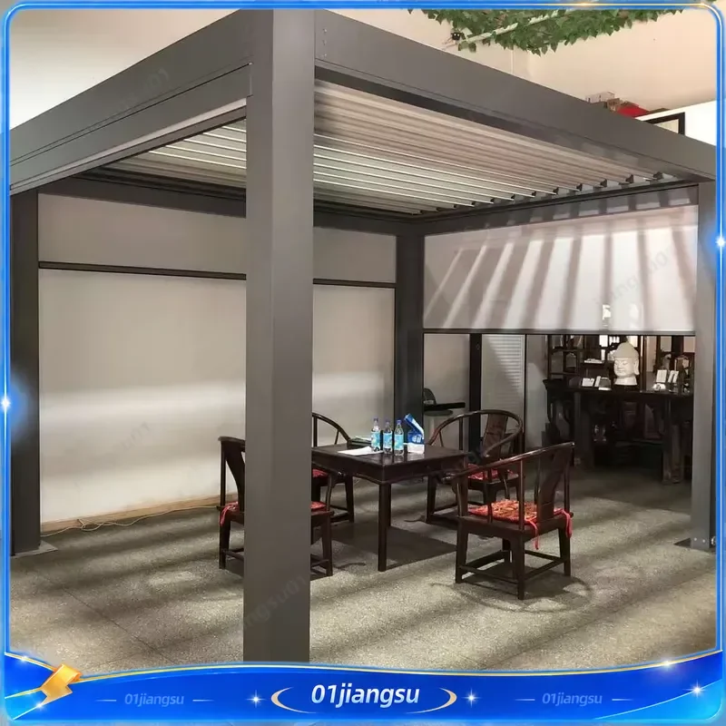 Modern Aluminum Louvered Pergola 3x3m 4x4m 5x3m Outdoor Patio Gazebo Waterproof Sunshade Canopy Garden Awning Shade Structure