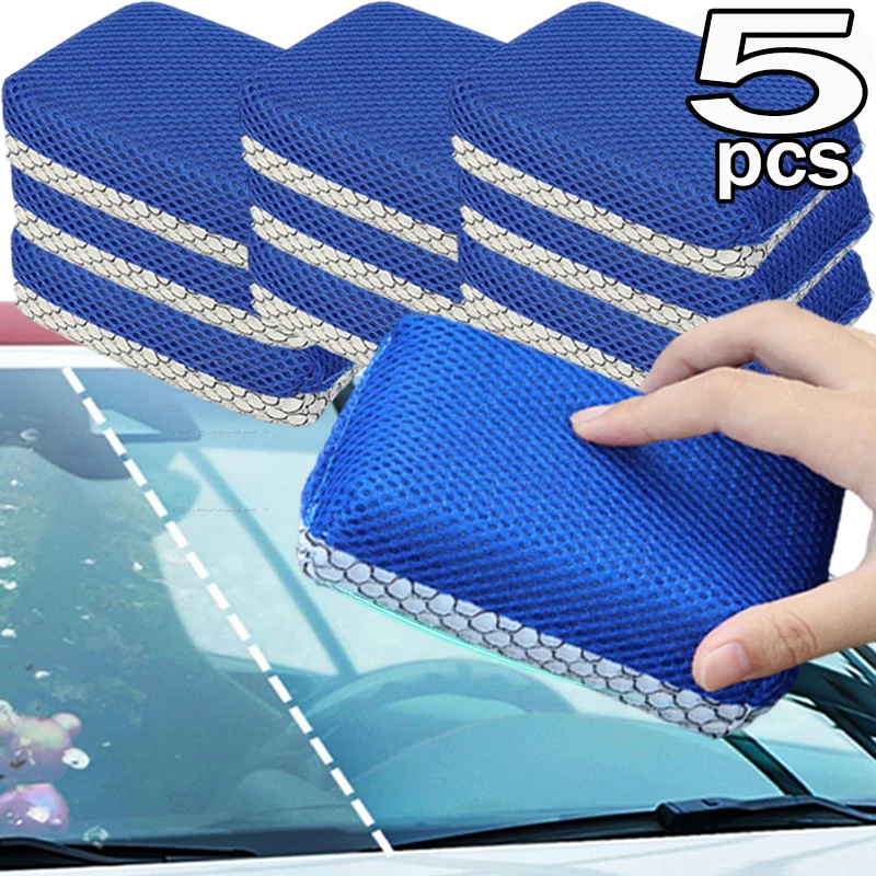 Microfiber Waxing and Polishing Square Sponge Block Car Paint Care Mesh Cloth Thickened Honeycomb Sponge Block Car Wash Tool Rag