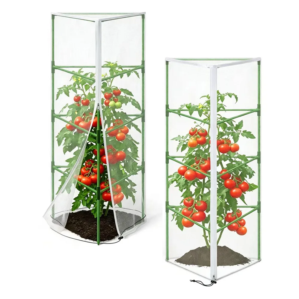 For Triangle Plant Cage Netting with Zipper Entry and Drawstring Hem for Outdoor for protection of Vegetables and Fruits