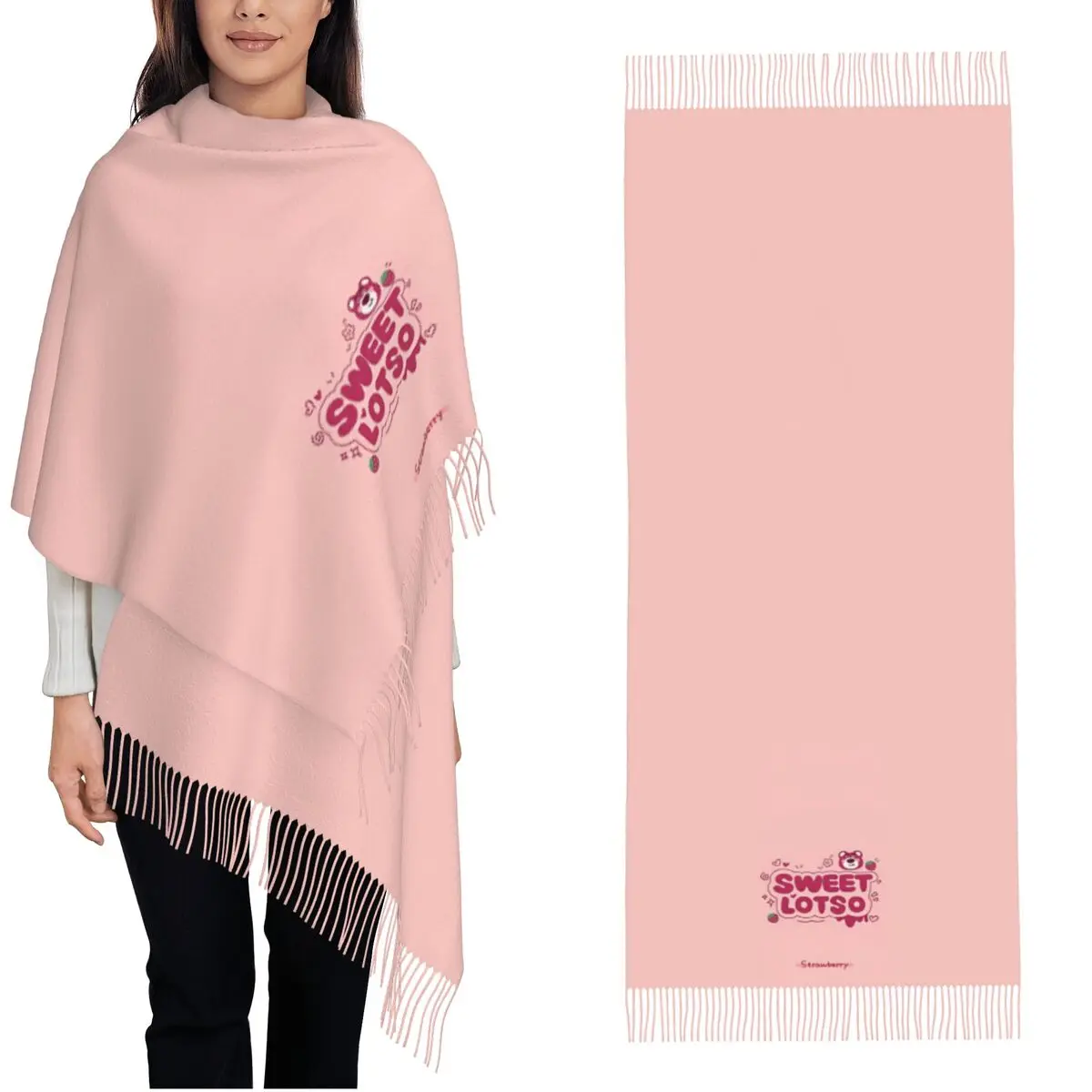 

Womens Scarf with Tassel Lotso Strawberry Bear Large Winter Fall Shawl and Wrap Lots-o'-Huggin' Bear Gifts Cashmere Scarf