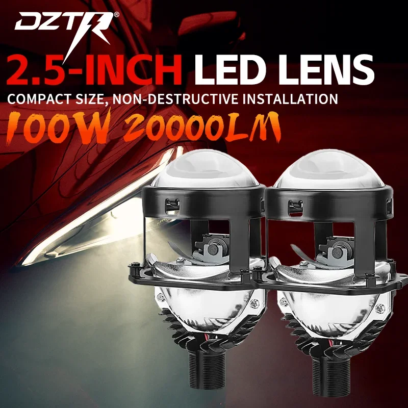 

DZTR 2.5 Inch 100W Bi-Led Projector Lens Led Light For H4 H7 9005 9006 Car Headlight Bulbs High Low Beam Diodes Turbo H7 Tuning