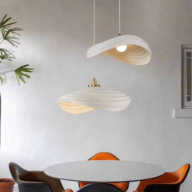 Modern Minimalism E27 Art Pendant Lights Nordic Dining Room Wabi Sabi Resin Suspend Lamp Bar Macaron Chandelier Lamp Fixtures