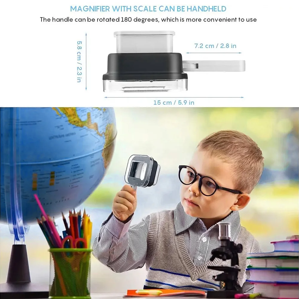 10X 15X 20X Magnifying Glass LED Lamp Handheld Magnifier With Scale Rectangle Folding Handheld Magnifier