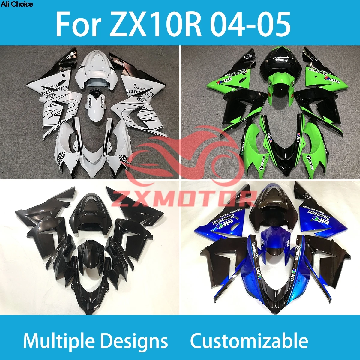 

ABS Fairing Kit for Kawasaki ZX10R 04 05 Motorcycle ZXMT Injection Plastic Customizable ZX 10R 2004 2005
