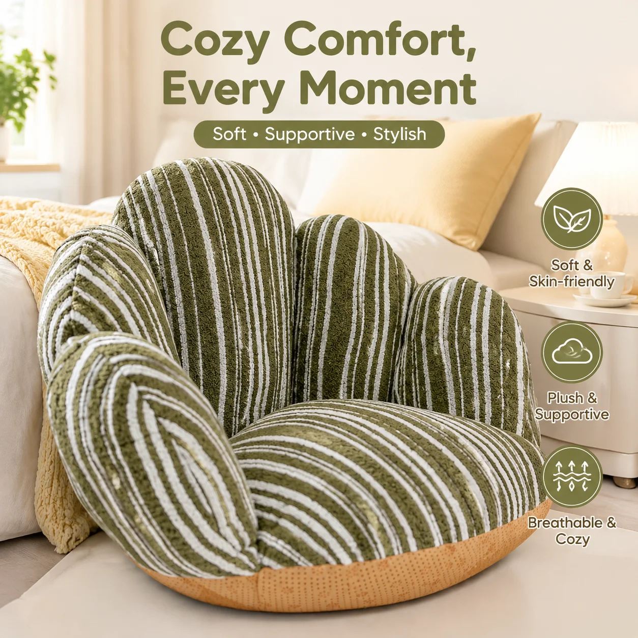 High-Support Tatami Cushion for Floor Sitting, Kids Seat Pad & Lazy Sofa Alternative