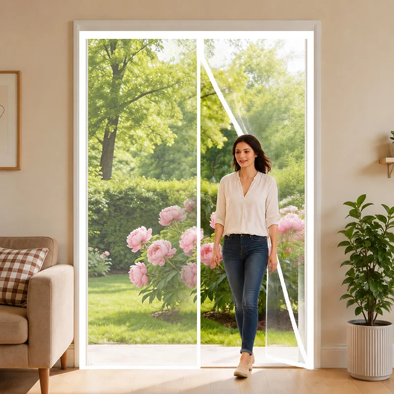 Summer Non-Piercing White Home-Style Bedroom Magnetic Thickened High-Definition Garden Mosquito-Proof Curtain