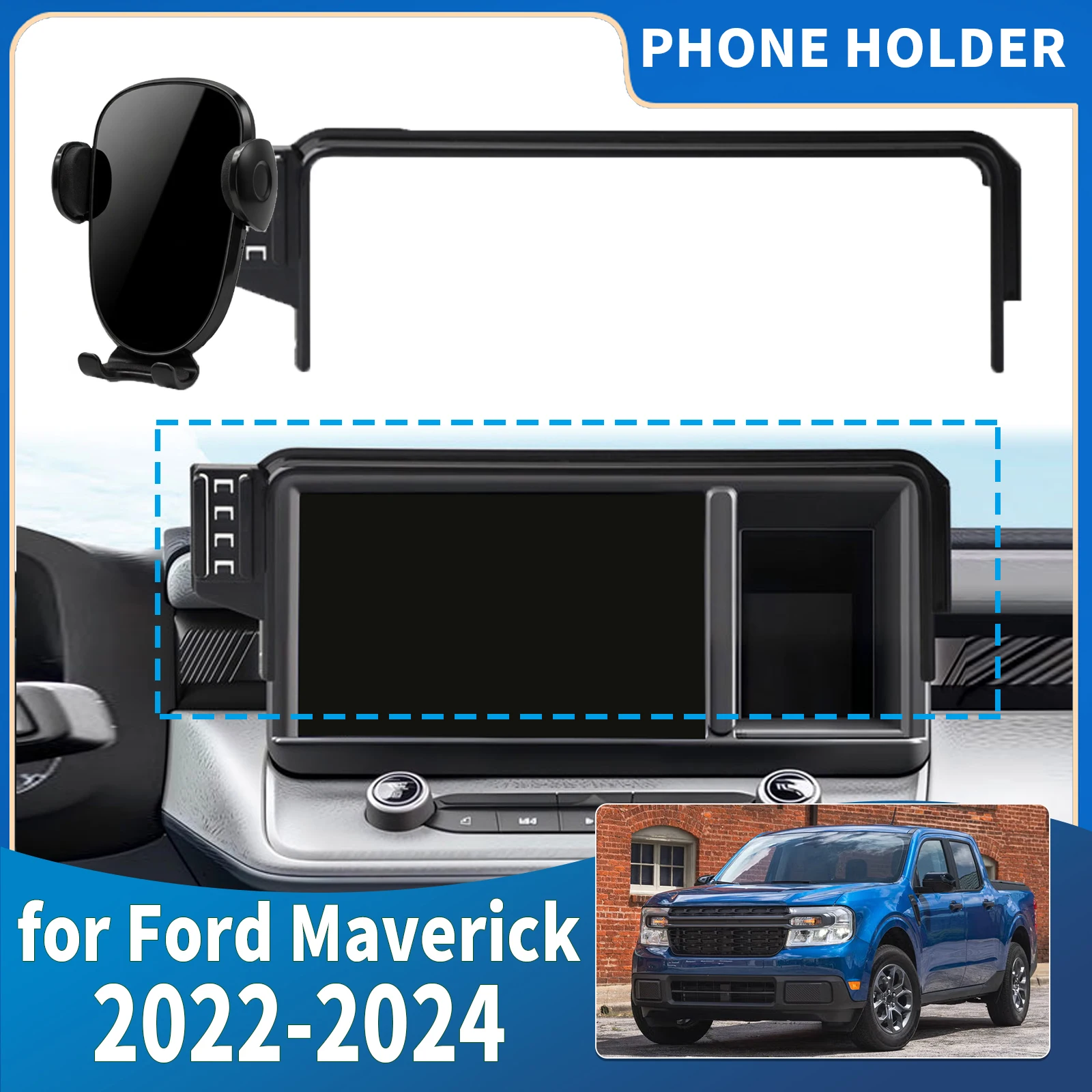 Para Ford Maverick 2022 2023 2024 ​ ​ Suporte Integrado para Celular com Fixação na Tela - Acessórios Automotivos