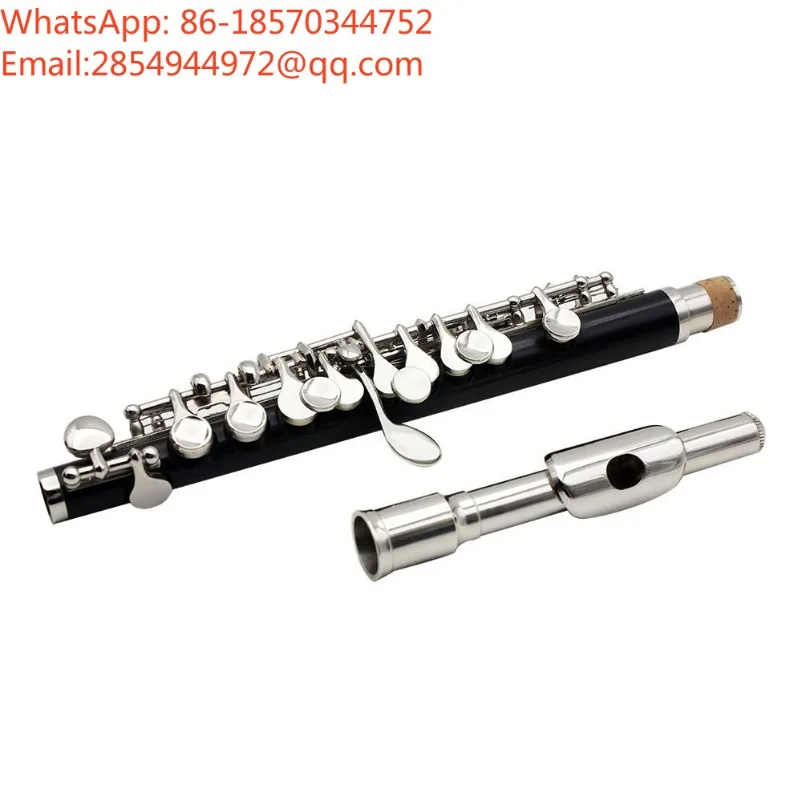 Piccolo C-tone Rubber Wood Tube Body, Black and Silver Cloth Box, Beginner Practice, Portable Playing, Labor-saving