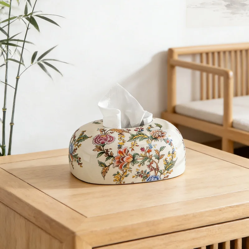 Vintage Ceramic Tissue Boxes Elegant Morden Nordic Tissue Boxes Luxury Hand Painting Design Napkin Cases Kitchen Decorations