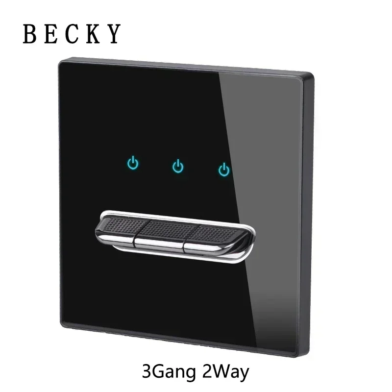 Black Tempered Glass Wall Switch Panel Led European 16a Socket Retro Toggle Light Switch Eu Uk Standard 2usb Socket 1Gang-4gang image 3