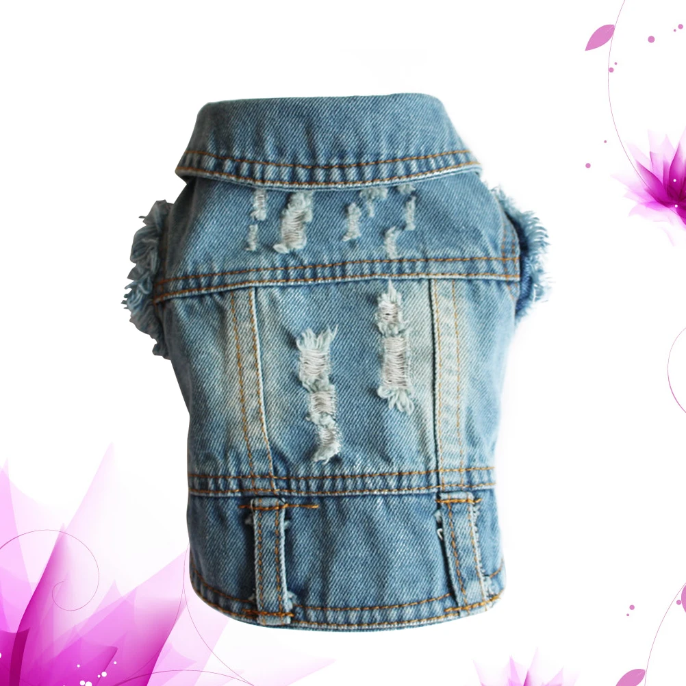 

Pet Dog Denim Vest Retro Lapel Collar Button Closure Small Size S For Dogs Cats Puppy Chihuahua Yorkshire Denim Dog Vests